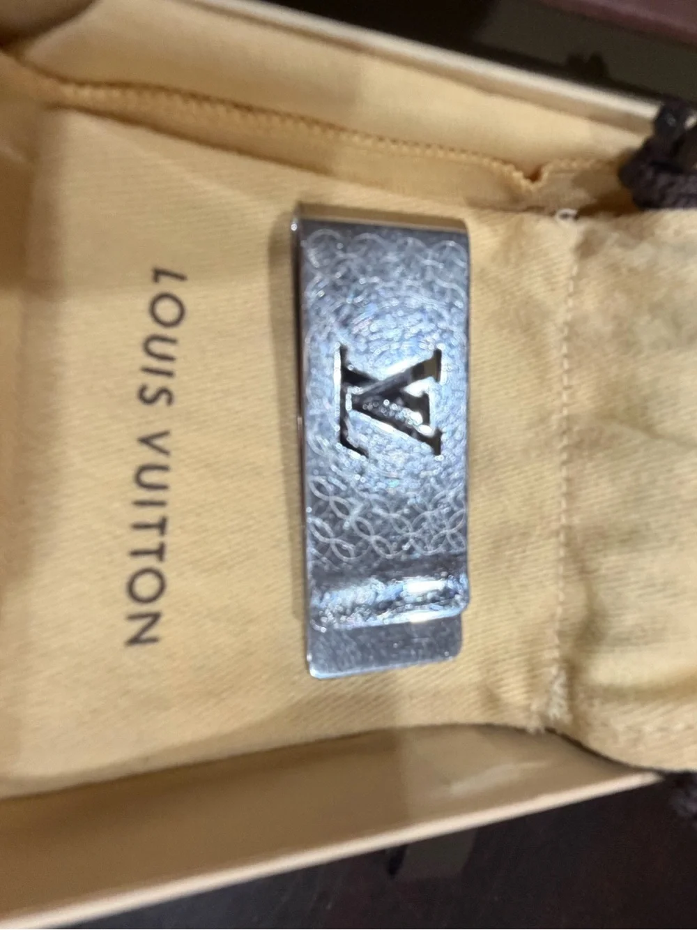 Louis Vuitton Silver-Tone Rectangular Money Clip